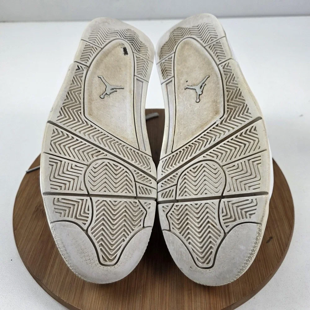 Nike Air Jordan 4 Retro Pure Money Shoes Mens Size 11.5‎ White Silver 308497-100